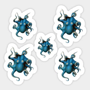 Vintage Octopus Set Blue Patina Sticker